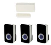 Door Entry Alert Chime Security System by electrosmart® 32 Melody Chime with Door/Window Magnet Black or White (3 x Black Chime 1 x Magnet)