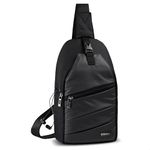 ELMIRA Sling Bag for Men & Women - chest crossbody shoulder Water resistant Passport Bag for Men Travel small side hand bag for cash mobile and daily essentials (Charcoal Black)