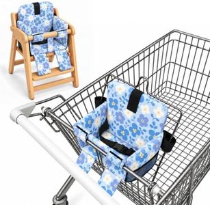 Portable Baby Shopping Cart Seat, High Chair Cover for Outdoor, One-Hand Installation Cart Seat Cover, Padded with Comfort Foam – Blue and White Petals
