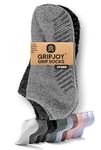 Gripjoy Non Slip Socks for Women and Men (3 pairs) - Low Cut Grip Socks for Hospital, Yoga, Pilates, Pure Barre (Small/Medium (Women's 5-10, Men's 6-9), Light Grey)