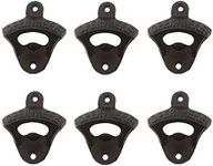 Luwanburg Vintage Cast Iron Open Here Wall Mounted Bottle Opener Set for Home Bar and Man Cave (6PCS)