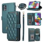 ELISORLI Wallet Case for Samsung Galaxy A51 4G with Wrist Strap, Crossbody Shoulder Strap, 9+ Card Slots Zipper Purse, Luxury PU Leather Stand Cell Phone Cover for A 51 M40S 51A A515F S51 Women Green