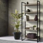 Artiss Bookshelf, 5 Tier Metal Book Shelf Bookcase Corner Display Storage Shelves Stand Rack Living Room Office Furniture, 159cm Height Anti-Scratch Pads Sturdy Base Black