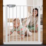 Hopop Baby Safety Gate: Fits 75-84cm, Auto-Close, Double Lock, No Drill Required - Durable Metal Child & Pet Gate for Stairs, Doorways, White