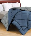 BSB HOME 220 GSM Solid Plain Reversible Summer Microfiber AC Comforter/Duvet| All Season Single Size 3 Layered Quilted Blanket for Single Bed (220 cm x 152 cm, Ocean Blue Grey)