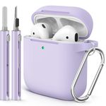 Ljusmicker for Airpods Case Cover 2&1(2019) with Cleaner Kit,Soft Silicone Protective Case for Apple AirPods 2nd/1st Generation Charging Case with Keychain,Shockproof AirPod Case for Women Men-Purple