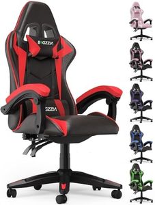 bigzzia Gaming Chair Office Chair Desk Chair Swivel Heavy Duty Chair Ergonomic Design with Cushion and Reclining Back Support (Red)
