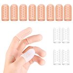 RosewineC 12pcs Gel Finger Cots Silicone Finger Protectors, Breathable Finger Sleeves Finger Bandages, Finger Covers with Hole for Hand Eczema, Finger Cracking, 2 Colors