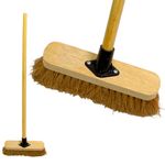 10” Sweeping Brush Indoor Soft Broom with Wooden Handle Coco Bristles Indoor Floor Brush with Durable Support Bracket Cleaning Brush for Easy Swiping Dust And Wisp Floors (PACK OF 1)