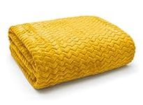 Velosso Super Soft Throw Blanket Flannel Sofa Throw Teddy Soft Plain Blanket 127x152cm 3D Chevron Pattern all seasons blanket (Ochre)