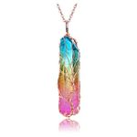 JOVIVI Tree of Life Rainbow Quartz Crystal Gemstone Reiki Healing Rock Raw Stone Chakra Pendant Necklace Women Rose Gold Wire Wrap Gemstone Necklace Jewellery Mothers Day Mum Gifts