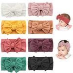 Makone Headbands for Babies, Stretchy Soft Wide Baby Turban Headbands with Bow, for Newborn Baby, Toddlers (5)