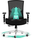 Big and Tall Office Chair 500lbs, Ergonomic Oversize Mesh Desk Chair, Heavy Duty High Back Computer Chair with Wide Thick Seat Cushion, Adjustable Lumbar Support, 4D Armrests
