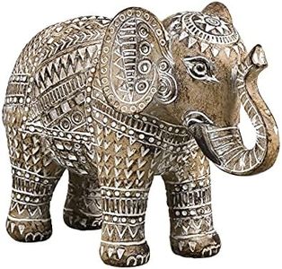 TERESA'S COLLECTIONS Boho Elephant Decor, Elephant Statues Brings Good Luck for Home Decor, Elephant Figurines for Bookshelf, Living Room, 6.3" Centerpiece Table Decorations for Dad