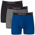 Hanes Total Support Pouch Men's Boxer Briefs, Anti-Chaffing, Moisture-Wicking Underwear Odor Control, Pack of 3, Assorted, X-Large