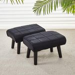 Cpintltr Small Foot Stool Ottoman Modern Accent Step Stool Seat with Solid Wood Legs Velvet Soft Padded Pouf Ottomans Sofa Footrest Stools for Couch Living Room Bedroom Entryway (Black 2 PCS)