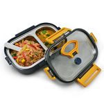 SShop 2 Compartment 550ML Insulated Fusion Lunch Box with Lid|Fusion Face Buffet Tiffin Box with Plastic Lid for School for Children Kids