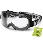 Uvex Megasonic - Safety Goggles - Over Glasses for Glasses Wearers - Anti-Fog Inside Extremely Scratch-Resistant & Chemical Resistant Exterior
