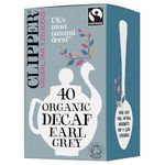 Clipper Fairtrade Organic Decaf Earl Grey Tea Bags | Natural, Unbleached, Plant-Based Biodegradable & Non GM Black Tea | Eco Conscious Decaffeinated Tea Bags | Individually Wrapped (40 Teabags)