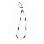 MOXYO - Beaded Phone Charm Bracelet *New* - Universal Cell Phone Wrist Strap, Works with All Smartphones Including iPhone and Galaxy & Most Cases(White Pearl & Black Beaded Lanyard)