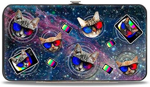 Buckle-Down Hinge Wallet, 3-D TV Cats in Space Multicolor