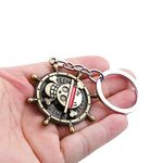 Yaa Catchy One Piece Anima Manga Pirate Flag Logo Wheel Rotating Metal Keychain Heavy Metal Keyring, Antique Golden|Anime Key ring| Perfect Keychain For Anime Lover|Cars Bikes