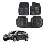 Oshotto 4D Black Car Floor Mats Compatible with Maruti Suzuki Baleno 2015-2022 - Set of 3 (2 pcs Front & one Long Single Rear pc)