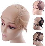 4"X4" U Part Swiss Lace Wig Cap For Making Wigs With Adjustable Straps Mesh Wig Cap (Blonde M 54cm)