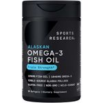 Sports Research Omega-3 Wild Alaskan Fish Oil(1250Mg Per Capsule) With Triglyceride Epa & Dha Heart, Brain & Joint Support Ifos 5 Star Certified, Non-Gmo & Gluten Free-90 Day Supply!, 169 grams