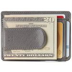 Alpine Swiss RFID Dermot Money Clip Front Pocket Wallet For Men Leather York Collection Soft Nappa Gray