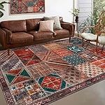 Area Rugs Living Room Large 160 x 230 cm, Short Pile Rug Soft Touch Carpet Bedroom, Vintage Traditional Patchwork Multicolor Motifs,