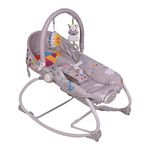 INFANTSO Baby Rocker & Bouncer for 0 to 2 Years (Grey), Portable Chair for Newborn with U-Shaped Pillow, Calming Vibrations, Soft Music & Hanging Toys, Adjustable Toddler Swing