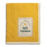 DEMDACO Faith Can Move Mountains 31 x 41 Inch Yellow Cotton Baby Nursery Swaddling Blanket