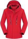 jekewolawang Women's 3-in-1 Waterproof Jacket Ski Jacket Waterproof Women's Winter Jacket Waterproof Fleece Winter Rain Jacket (US, Alpha, 4X-Large, Regular, Regular, deep red)