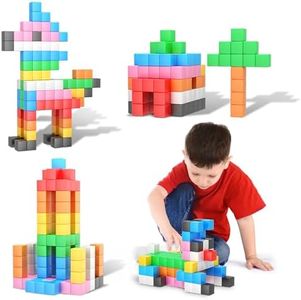 PicassoTiles Magnet Cube Building Blocks 108 Pieces 1.2" 3CM Magnetic Cubes Toy Construction Building Educational Sensory Toys with Idea Booklet for School & Preschool Kids Boys Girls Toddlers PMC303