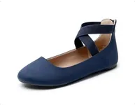 DREAM PAIRS Women's Comfortable Fashion Elastic Ankle Straps Flats Shoes,Size 5.5,Navy-1,Sole_Stretchy