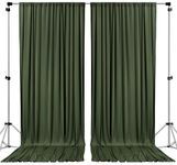 Stookin Olive Green 4 feet x 8 feet Polyester Backdrop Drapes Curtains Panels with Rod Pockets - Wedding Ceremony Party Home Window Decorations (4X8), (2 Panal Set)