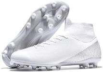 Wugehu Men's Soccer Cleats Indoor Turf Athletic White Soccer Shoes