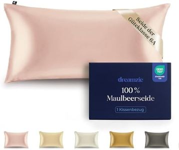 Dreamzie Seidenkissenbezug 100% Silk Pillowcase 22 Momme Güteklasse 6A - Oeko-Tex Zert. für Haar und Haut - 1 Stück - Rosa - 40 x 80 cm
