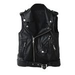 Faux leather Motorcycle Dress Casual Boys Joker Vest (Black)