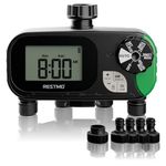 RESTMO Water Timer 4 Outlets, Irrigation Hose Timer with Rain Delay/Manual/Automatic Watering System for Outdoor Faucet, Garden Sprinkler, Yard and Lawn