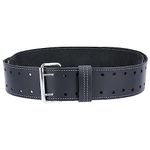 TOUGH MASTER Leather Work Belt 31”-53” Heavy Duty Double Pin Strong Buffalo Saddle Leather for Tool Pouch Usage Builders, Carpenters, Electricians, Plumbers