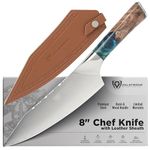 DALSTRONG Chef Knife - 8 inch Blade - Premium 9CR18MOV HC Steel - Full Tang - Celestial Resin Handle - Chef's Knife - Valhalla Series - Razor Sharp Kitchen - Professional Leatther Sheath