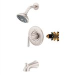 Pfister Willa Tub & Shower Trim Kit, Valve and Cartridge Included, 1-Handle, Spot Defense Brushed Nickel Finish, 8P8WS2MALSGS