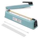 Flexzion 12" (300mm) Impulse Sealer 350W - Manual Plastic Poly Bag Heat Sealing Machine Closer Kit w/Adjustable Timer, Portable with Replacement Element Grip and Teflon Tape