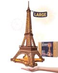 Rolife Large Eiffel Tower Set-LED Model Building Kit-3D Wooden Puzzles for Adults-Paris Architecture Set-Home Decor Gift for Women Men