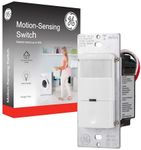 GE In-Wall Motion Sensor Light Switch, Occupancy & Vacancy Options, Single Pole, Automatic/Manual Controls, 150 Degree 30ft. Detection Zone, Custom Timer, Indoor, Motion Sensor Switch, 11927