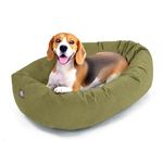 Majestic Pet Suede Shredded Memory Foam Mix Calming Dog Bed Washable - Cozy Soft Round Dog Bed with Spine for Head Support - Fluffy Donut Dog Bed, 32 Inch, Sage