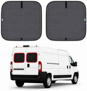 VANLUSIS Extra-Thick Magnetic Insulated Rear Door Window Covers (Pair) for 2014–2026 RAM ProMaster Vans (Fits Bare Metal Window Frames), Blackout Privacy Sun Shades for Stealth Camping – Dark Gray