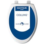 Mayfair 18100SL 000 Collins Slow Close Plastic Toilet Seat That Will Never Loosen, with Super Grip Bumpers, Elongated, Long Lasting Solid Plastic, White